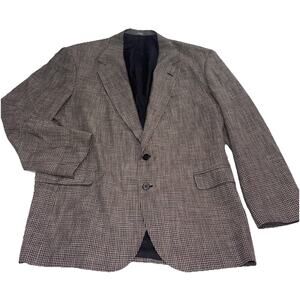 Haggar Clothing Co Houndstooth Blazer 46L Single-Breasted Inner Pockets Workwear